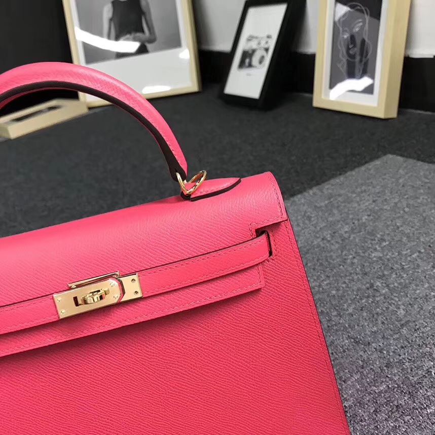 Hermès（爱马仕）S5 极致粉 原厂御用顶级Epsom 皮 Kelly 25 外缝 金扣 现货