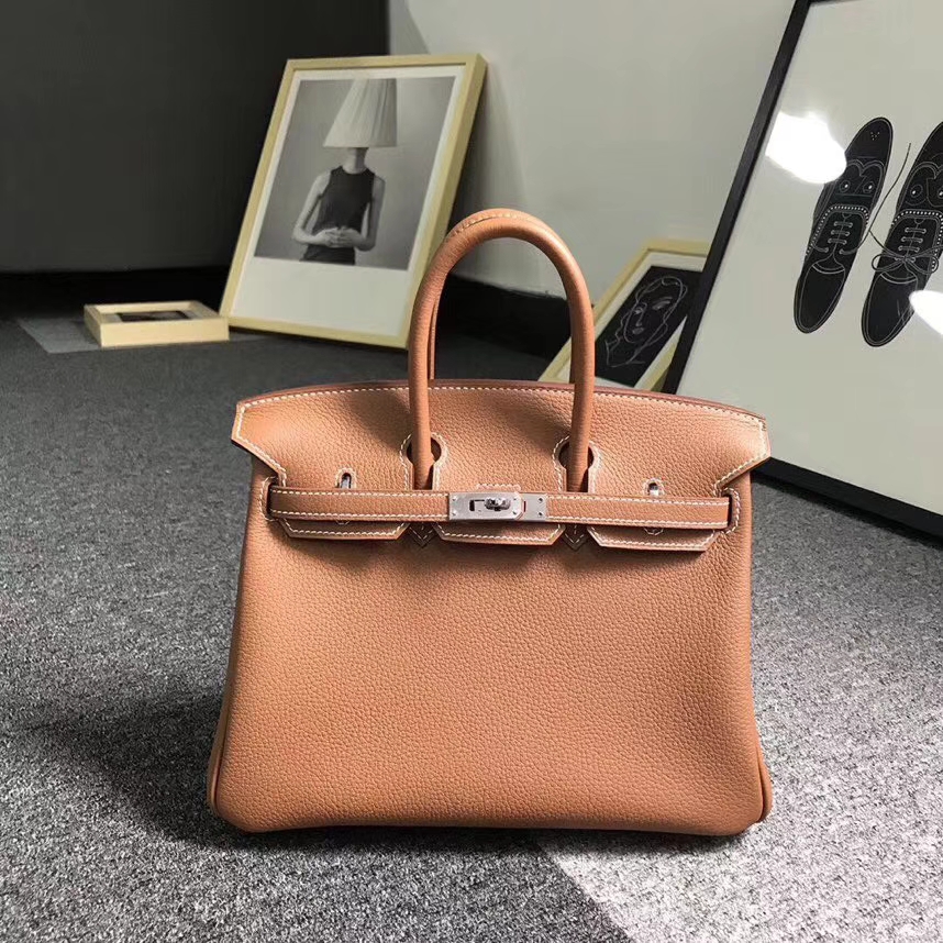 Hermès（爱马仕）金棕色 原厂御用顶级小牛皮 Birkin 25 银扣 现货
