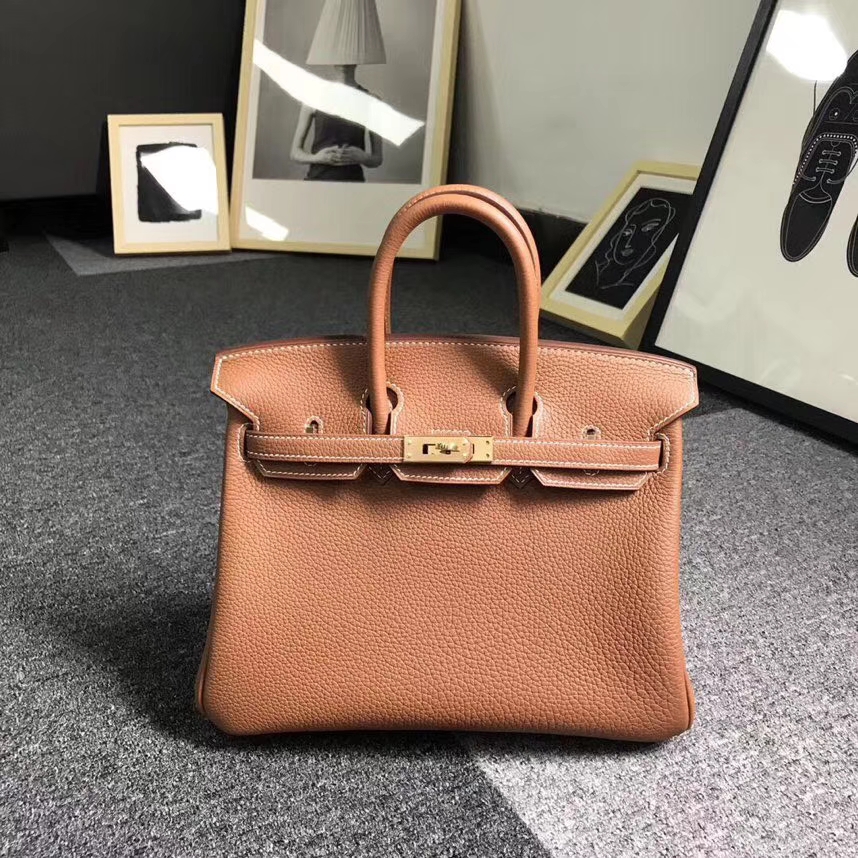 Hermès（爱马仕）金棕色 原厂御用顶级小牛皮 Birkin 25 金扣 现货