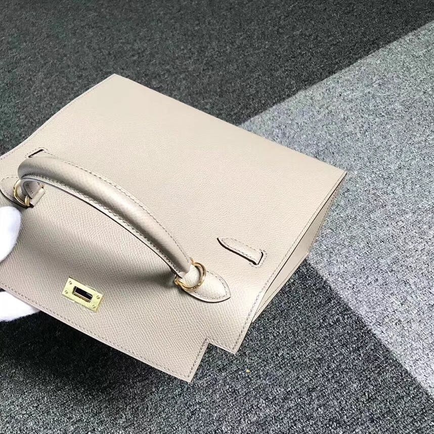 Hermès（爱马仕）M8 巴黎灰 沥青灰 原厂御用顶级Epsom 皮 Kelly 25 外缝 金扣 现货
