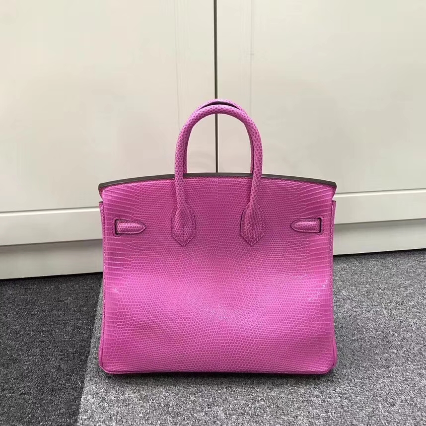 Hermès（爱马仕）玫瑰紫色 蜥蜴皮 Birkin 25 金扣