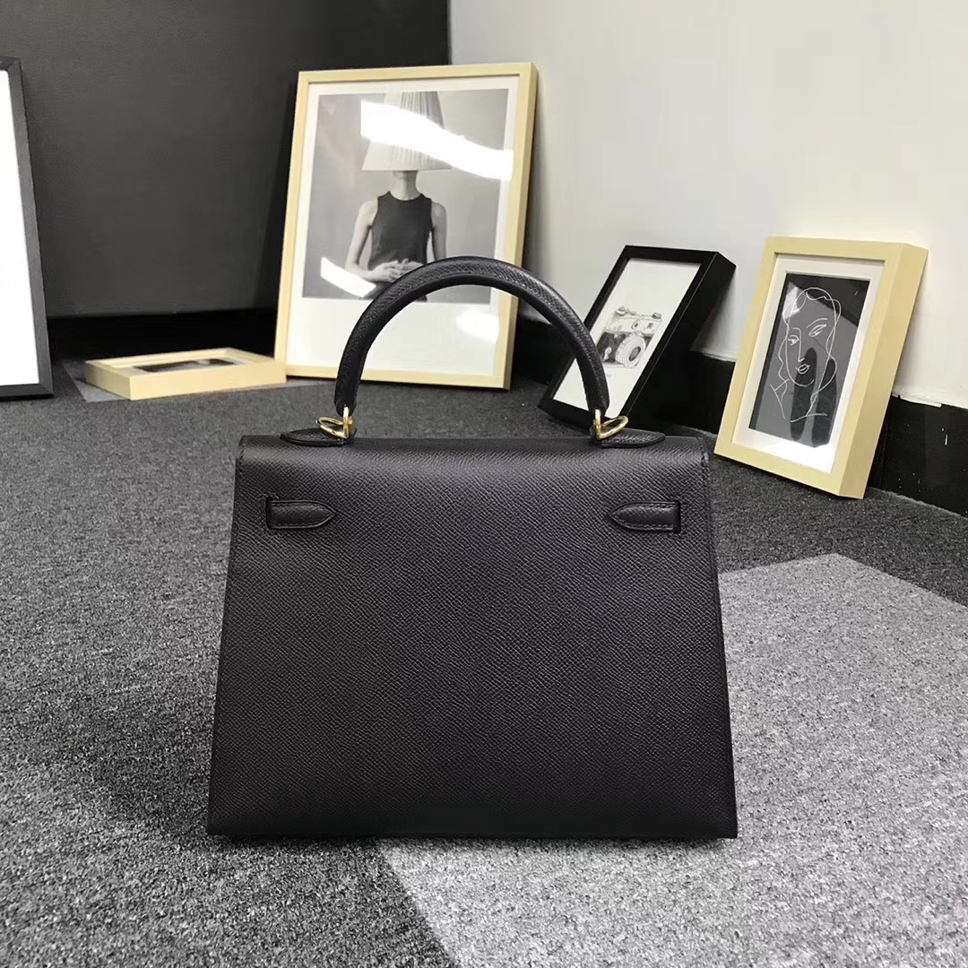 Hermès（爱马仕）CK89 黑色 原厂御用顶级Epsom 皮 Kelly 25 外缝 金扣 现货