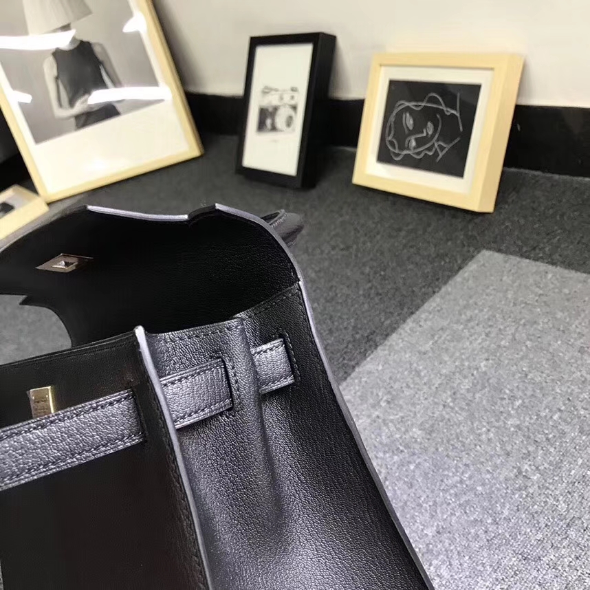 Hermès（爱马仕）CK89 黑色 原厂御用顶级山羊皮 Kelly 28 外缝 金扣