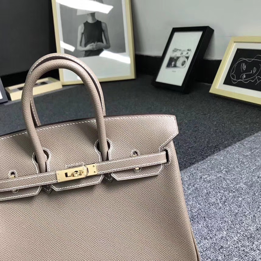 Hermès（爱马仕）大象灰 原厂御用顶级Epsom 皮 Birkin 25 金扣 现货