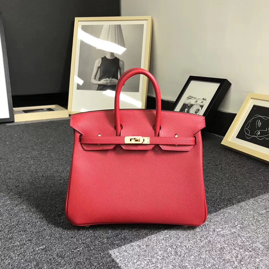 Hermès（爱马仕）Q5 中国红 糖果红 原厂御用顶级Epsom 皮 Birkin 25 金扣 现货