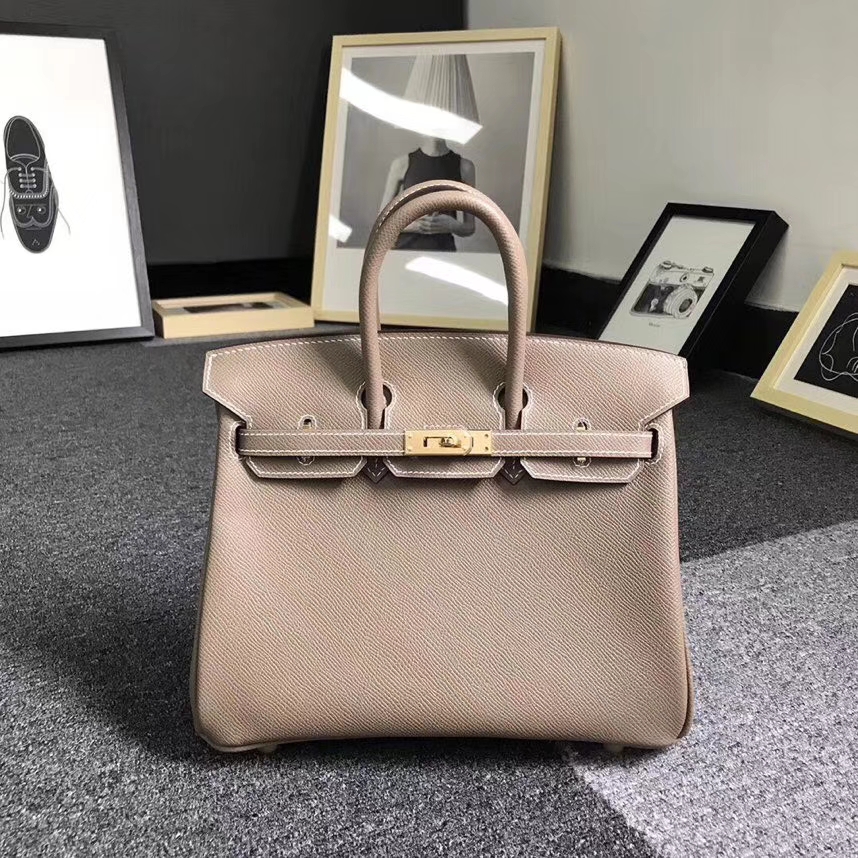Hermès（爱马仕）大象灰 原厂御用顶级Epsom 皮 Birkin 25 金扣 现货