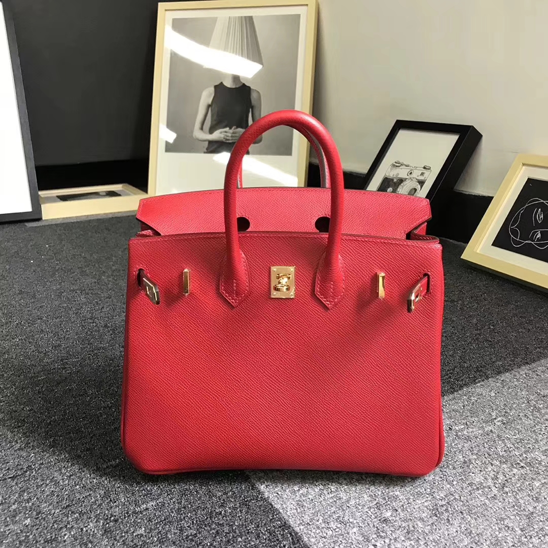 Hermès（爱马仕）Q5 中国红 糖果红 原厂御用顶级Epsom 皮 Birkin 25 金扣 现货