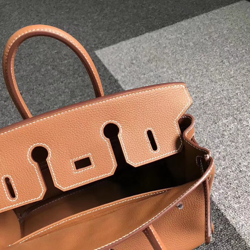 Hermès（爱马仕）金棕色 原厂御用顶级小牛皮 Birkin 25 银扣 现货