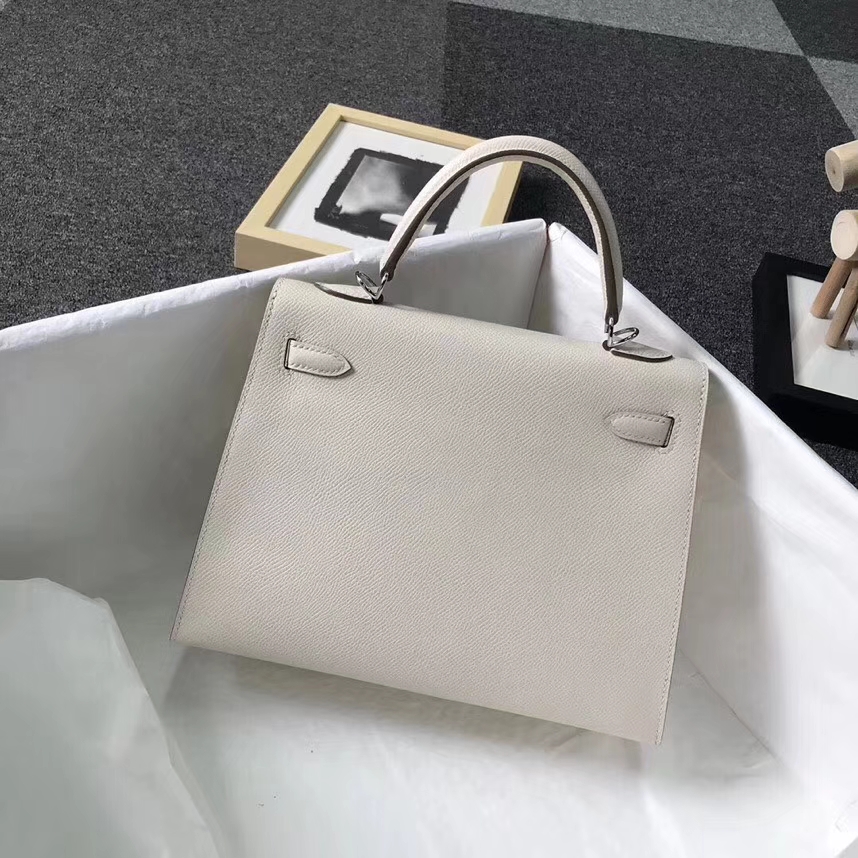 Hermès（爱马仕）奶昔白 原厂御用顶级Epsom 皮 Kelly 25 外缝 银扣 现货