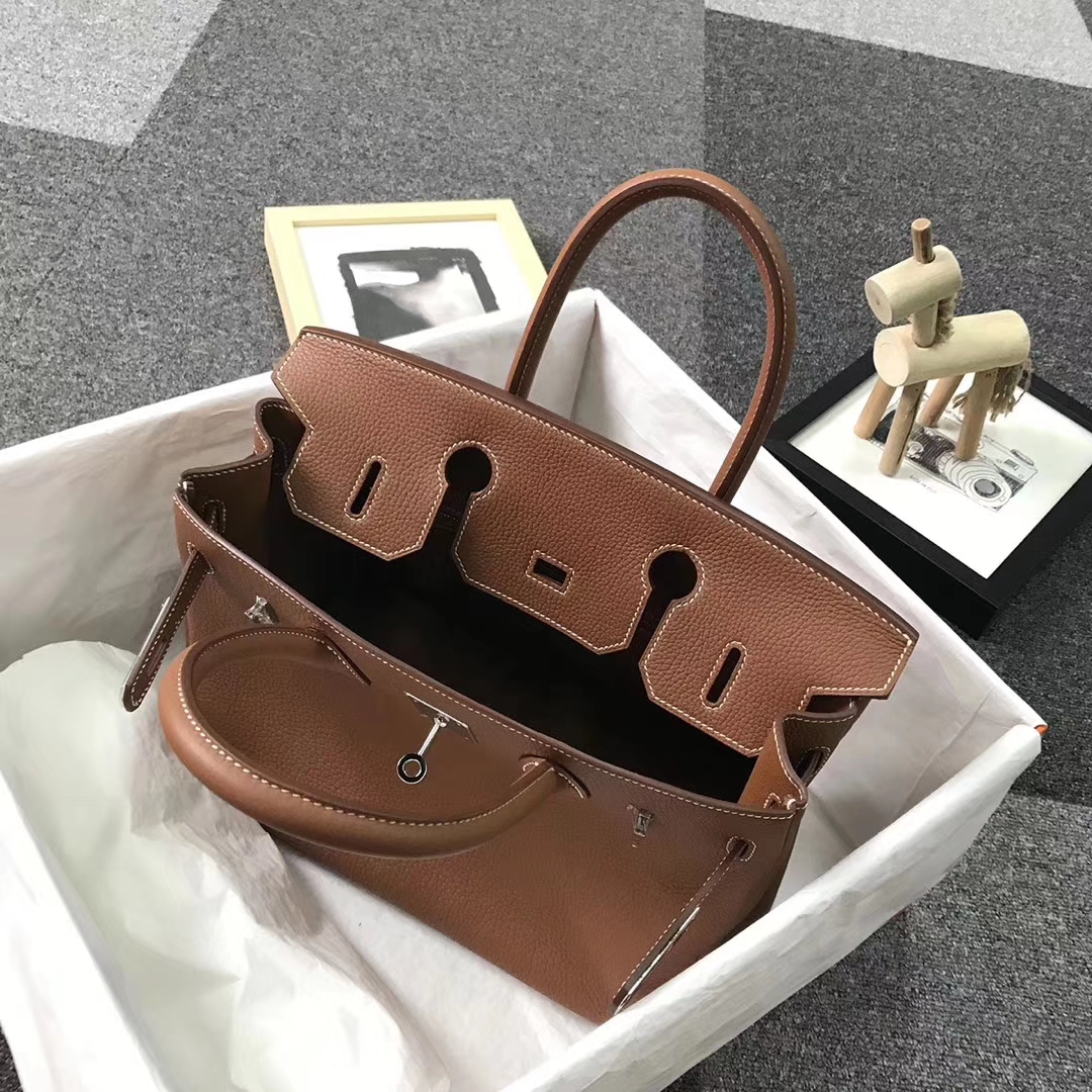 Hermès（爱马仕）C37 浅咖啡 原厂御用顶级小牛皮 Birkin 30 银扣 现货