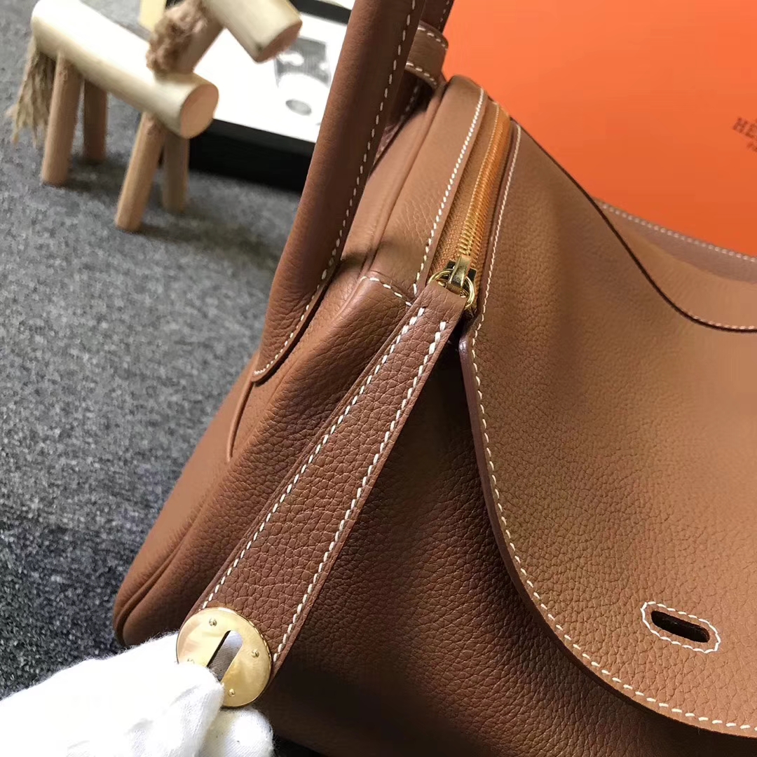 Hermès（爱马仕）金棕色 原厂御用顶级小牛皮 Lindy 30 金扣 银扣 现货