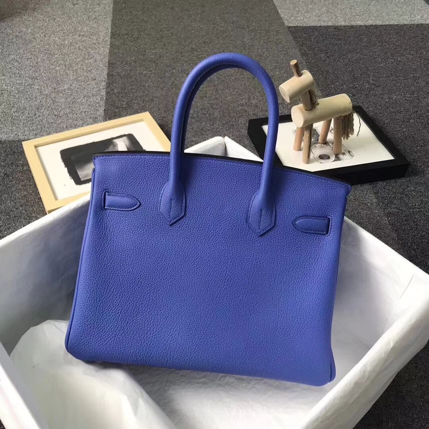 Hermès（爱马仕）7E明蓝色 原厂御用顶级小牛皮 Birkin 30 银扣