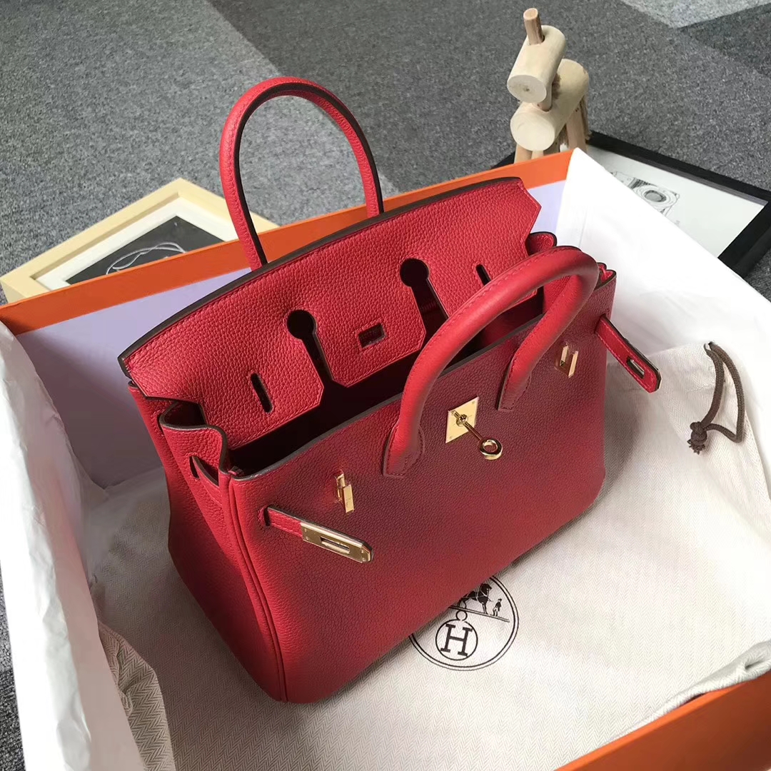 Hermès（爱马仕）Q5 糖果红 原厂御用顶级小牛皮 Birkin 25 金扣 现货