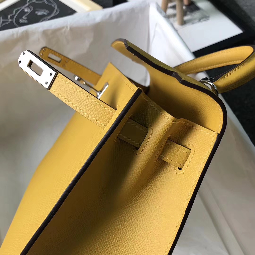 Hermès（爱马仕）9D 琥珀黄 原厂御用顶级Epsom 皮 Kelly 25 外缝 银扣