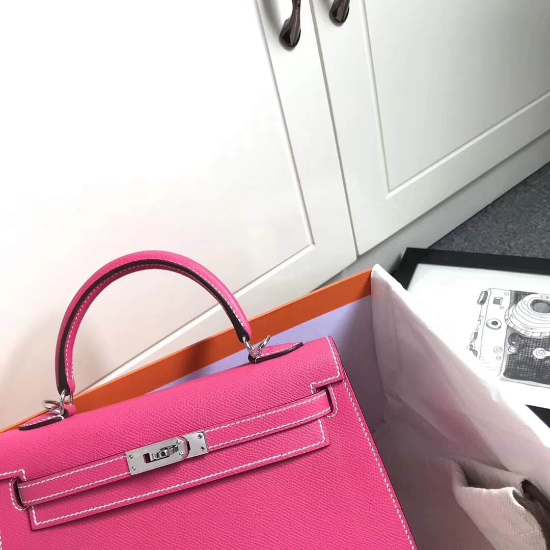 Hermès（爱马仕）E5糖果粉 原厂御用顶级Epsom 皮 Kelly 25  外缝 银扣