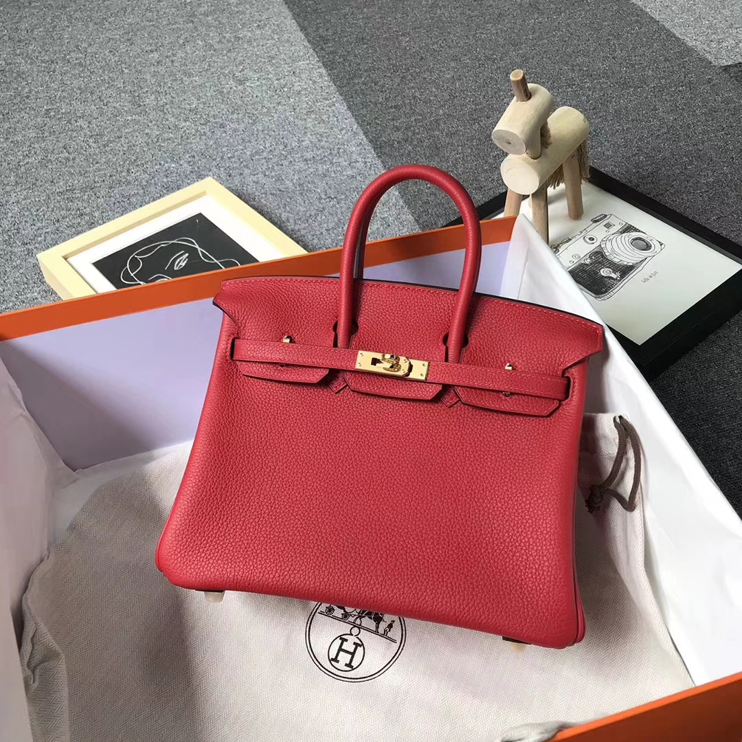 Hermès（爱马仕）Q5 糖果红 原厂御用顶级小牛皮 Birkin 25 金扣 现货