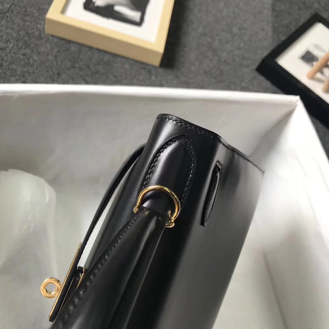 Hermès（爱马仕）CK89 黑色 原厂御用顶级Box 皮 Kelly 28 外缝 金扣 现货