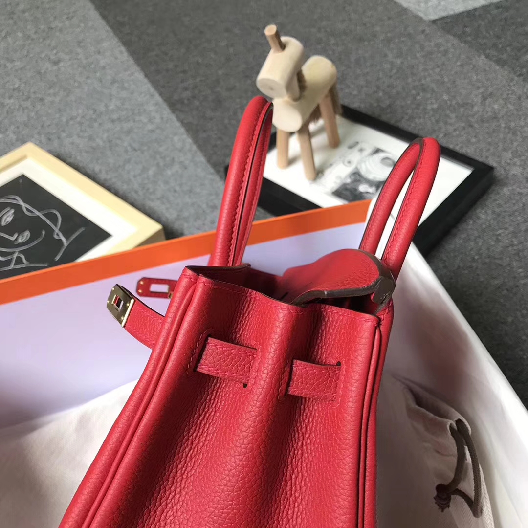 Hermès（爱马仕）Q5 糖果红 原厂御用顶级小牛皮 Birkin 25 金扣 现货
