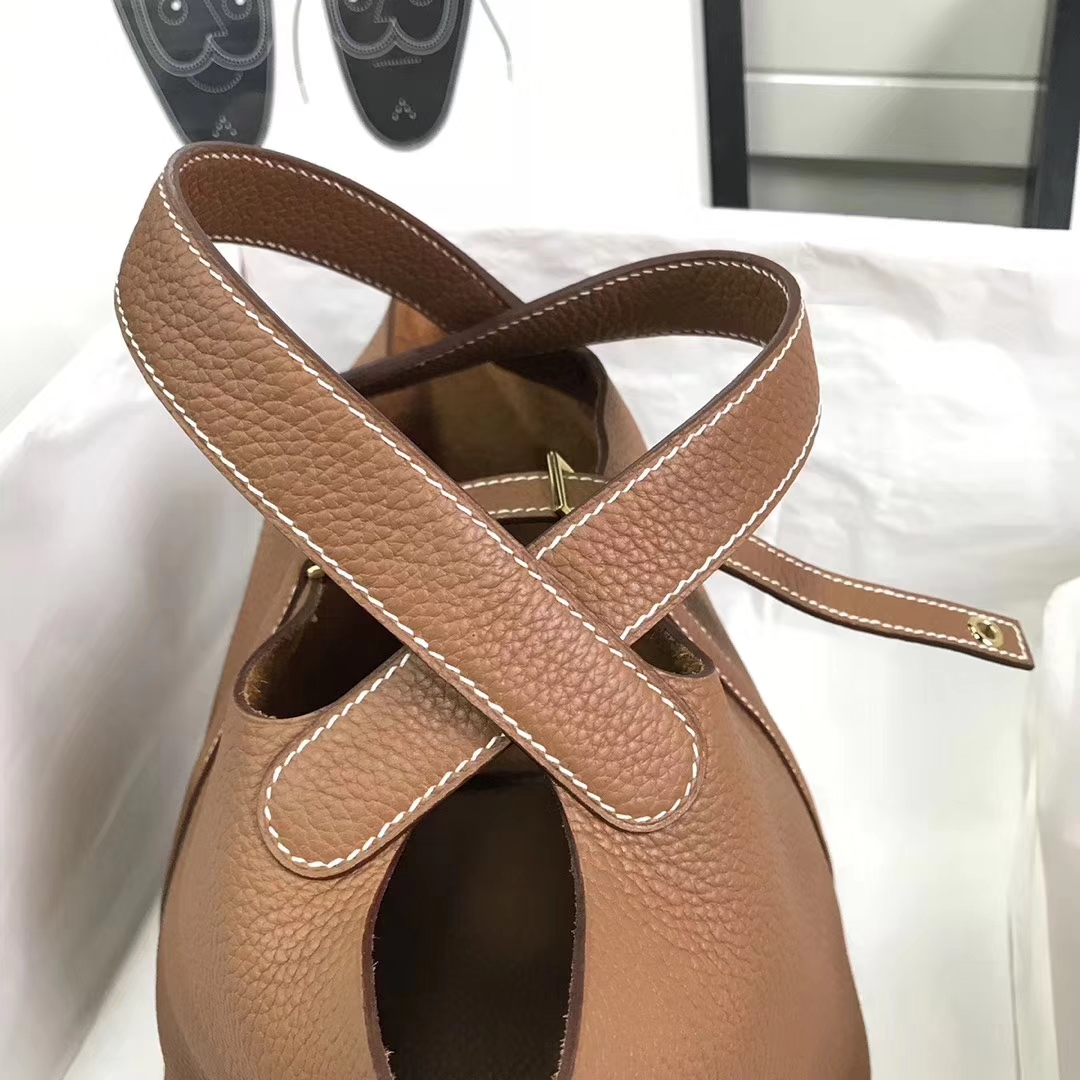 Hermès（爱马仕）金棕色 原厂御用顶级TC皮 Picotin  Lock 18 CM 金扣 银扣 现货
