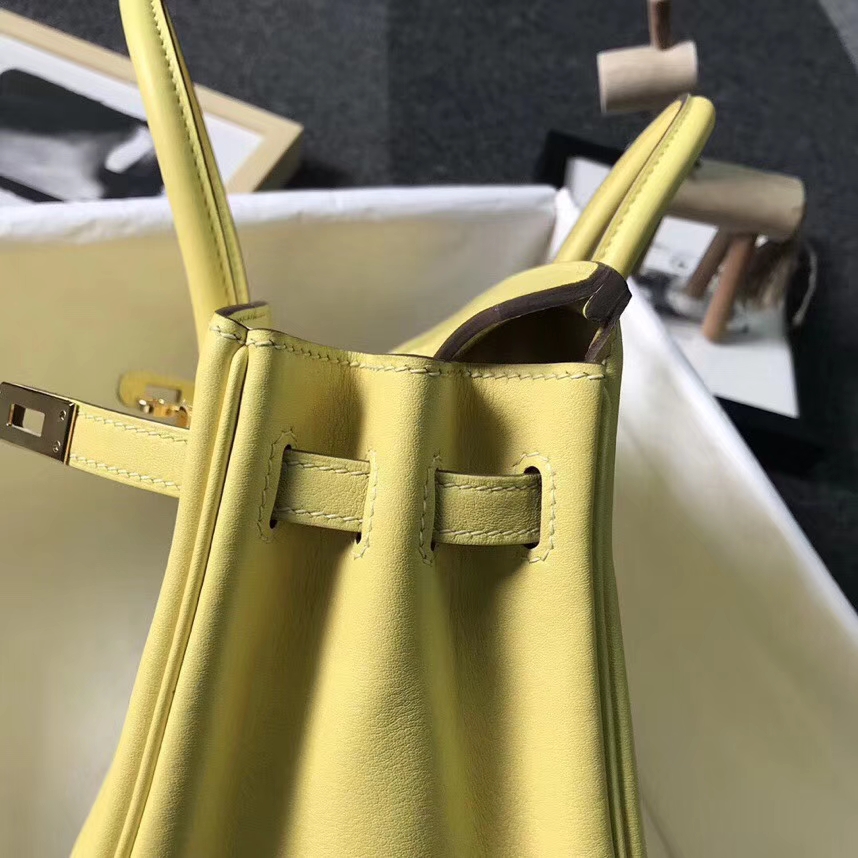 Hermès（爱马仕）鹅蛋黄 原厂御用顶级Swift 皮 Birkin 25 金扣