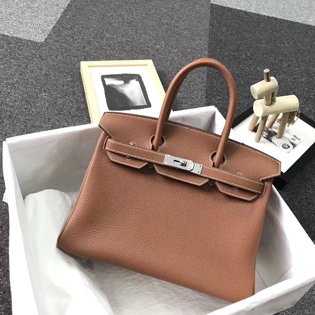 Hermès（爱马仕）C37 浅咖啡 原厂御用顶级小牛皮 Birkin 30 银扣 现货