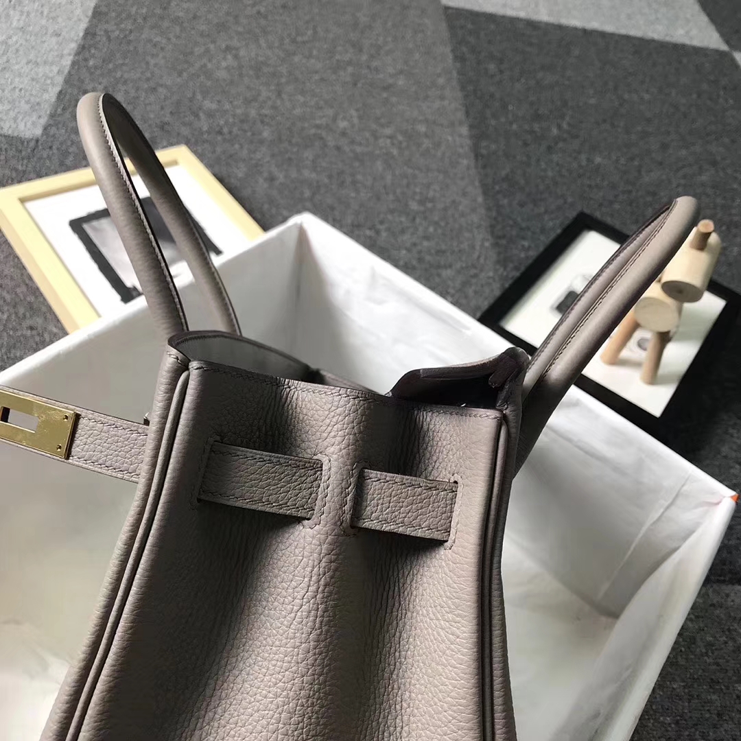 Hermès（爱马仕）M8巴黎灰 沥青灰 原厂御用顶级小牛皮 Birkin 30 金扣 现货