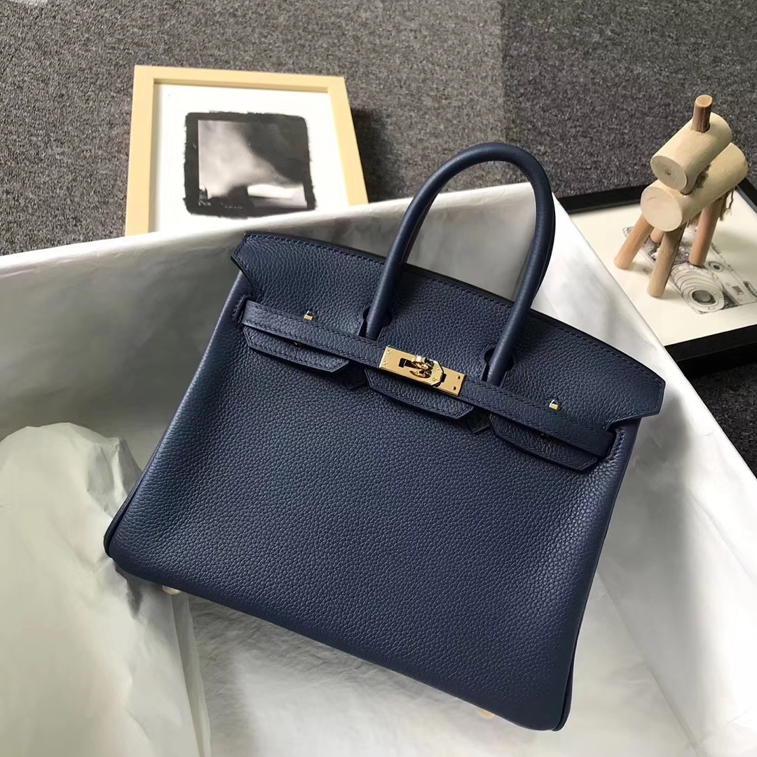 Hermès（爱马仕）7K宝石蓝 原厂御用顶级小牛皮 Birkin 25 金扣 现货