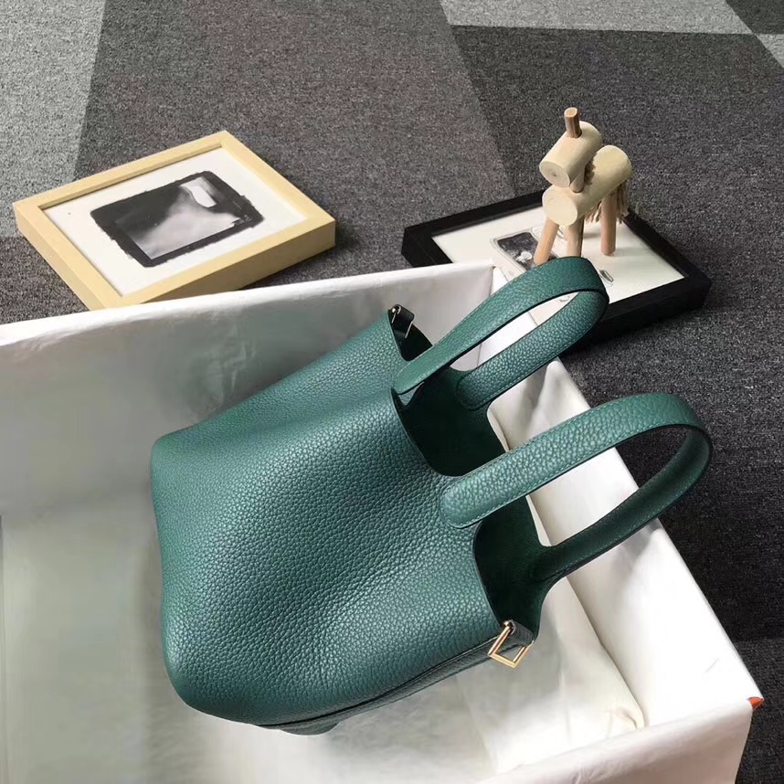Hermès（爱马仕）Z6 孔雀绿 原厂御用顶级TC皮 Picotin  Lock 18 CM 金扣