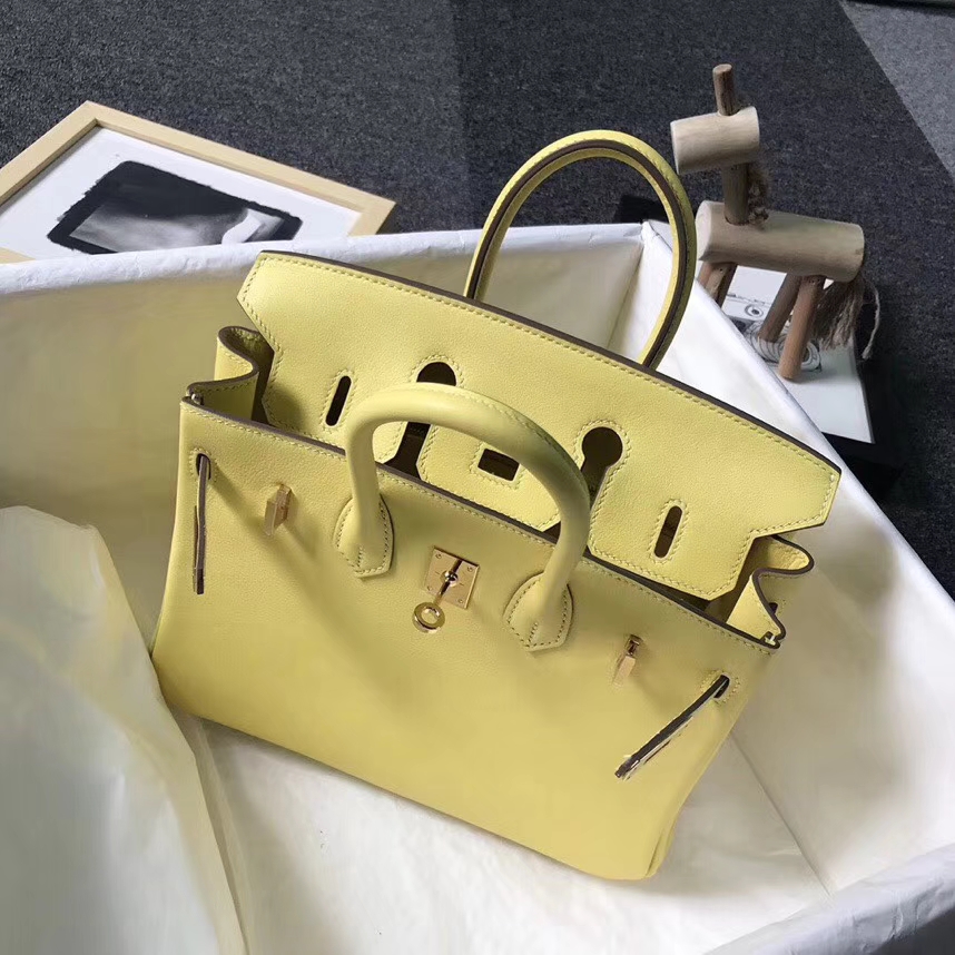 Hermès（爱马仕）鹅蛋黄 原厂御用顶级Swift 皮 Birkin 25 金扣