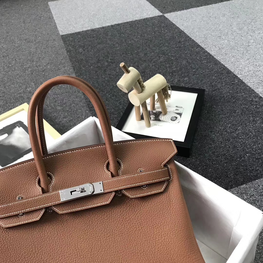 Hermès（爱马仕）C37 浅咖啡 原厂御用顶级小牛皮 Birkin 30 银扣 现货