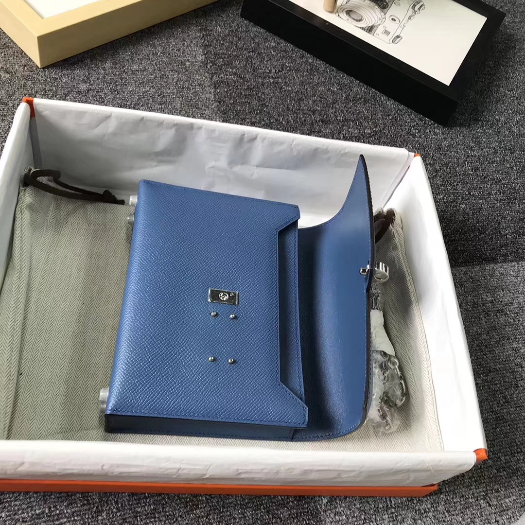 Hermès（爱马仕）R2 玛瑙蓝 原厂御用顶级Epsom 皮 Verrou 插销包