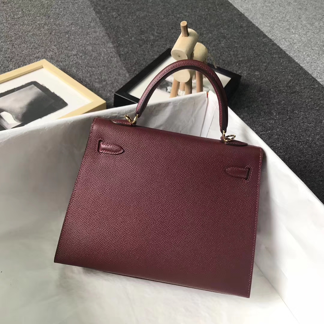 Hermès（爱马仕）爱马仕红 原厂御用顶级Epsom 皮 Kelly 25 外缝 金扣