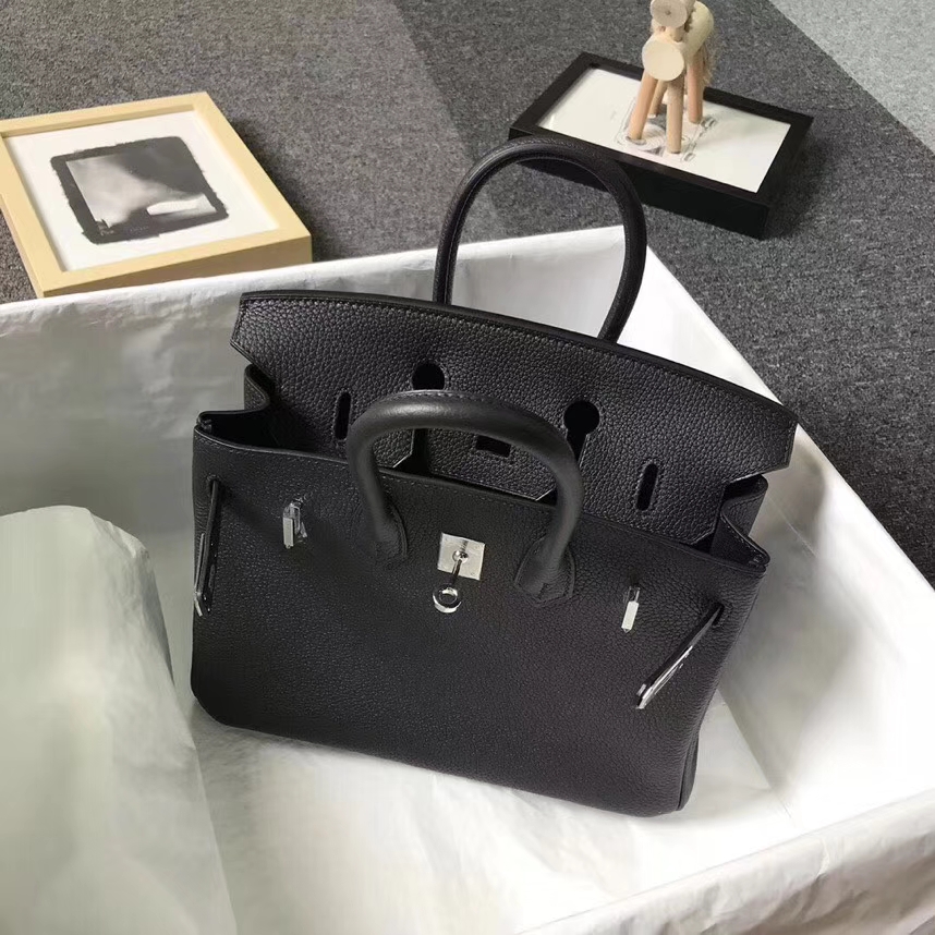 Hermès（爱马仕）黑色 原厂御用顶级小牛皮 Birkin 25 金扣 银扣 现货