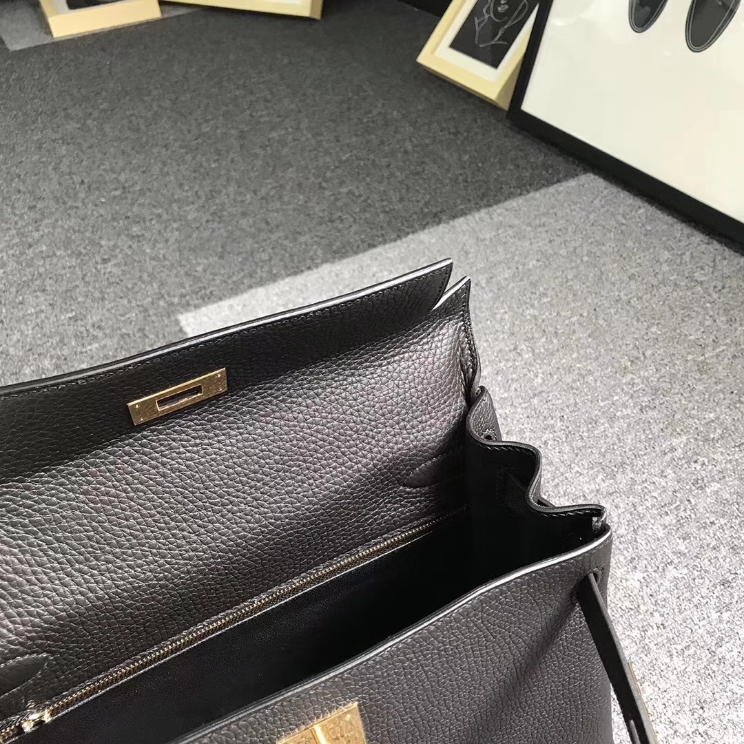 Hermès（爱马仕）黑色 原厂御用顶级小牛皮 Kelly 28 金扣