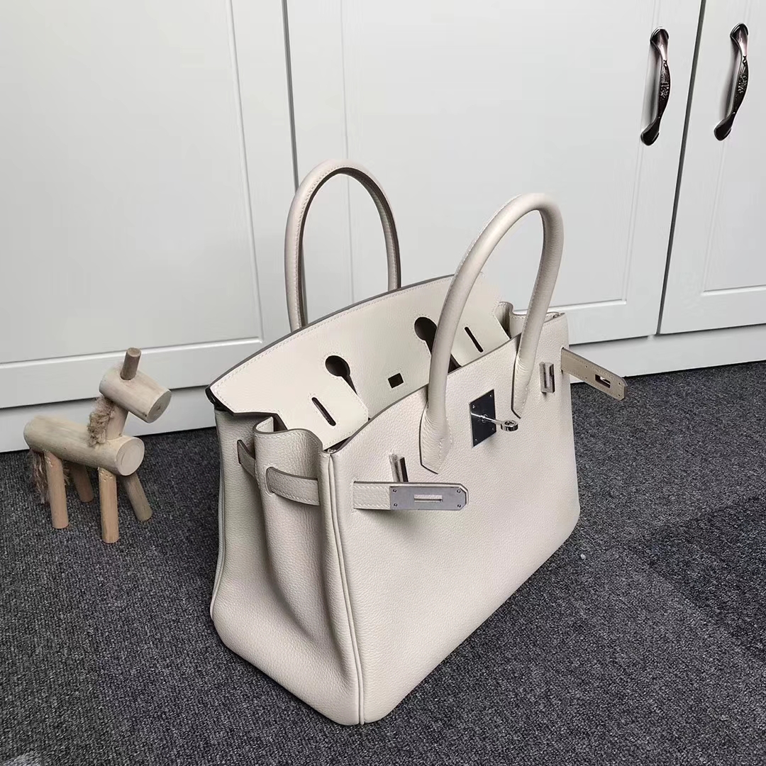 Hermès（爱马仕）羊毛白 原厂御用顶级小牛皮 Birkin 30  银扣 现货