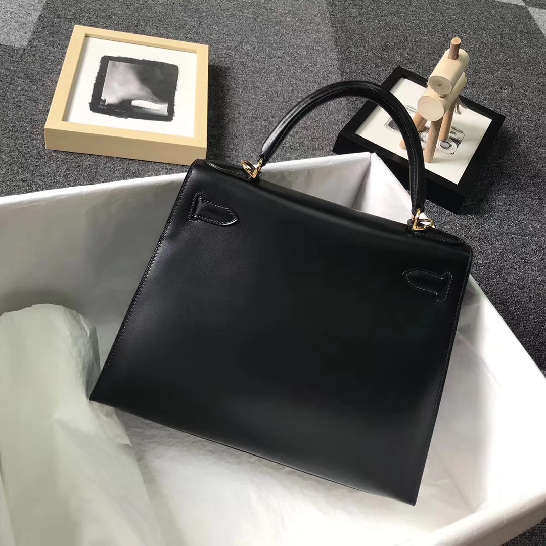 Hermès（爱马仕）CK89 黑色 原厂御用顶级Box 皮 Kelly 28 外缝 金扣 现货