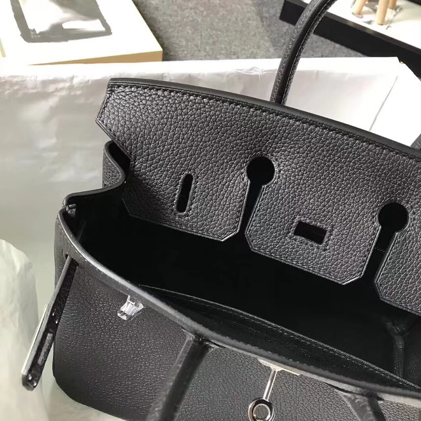 Hermès（爱马仕）黑色 原厂御用顶级小牛皮 Birkin 25 金扣 银扣 现货