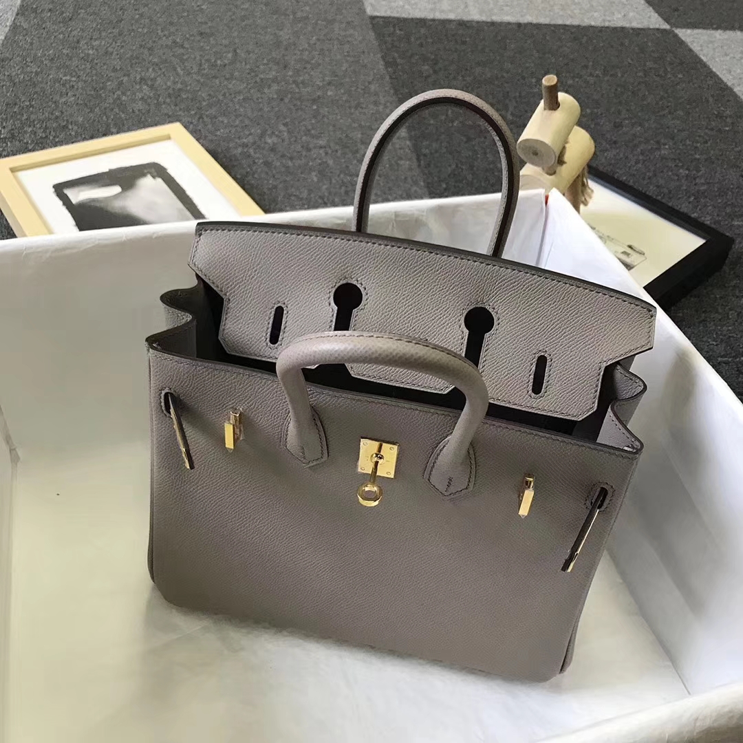 Hermès（爱马仕）M8 沥青灰 原厂御用顶级Epsom 皮 Birkin 25 金扣