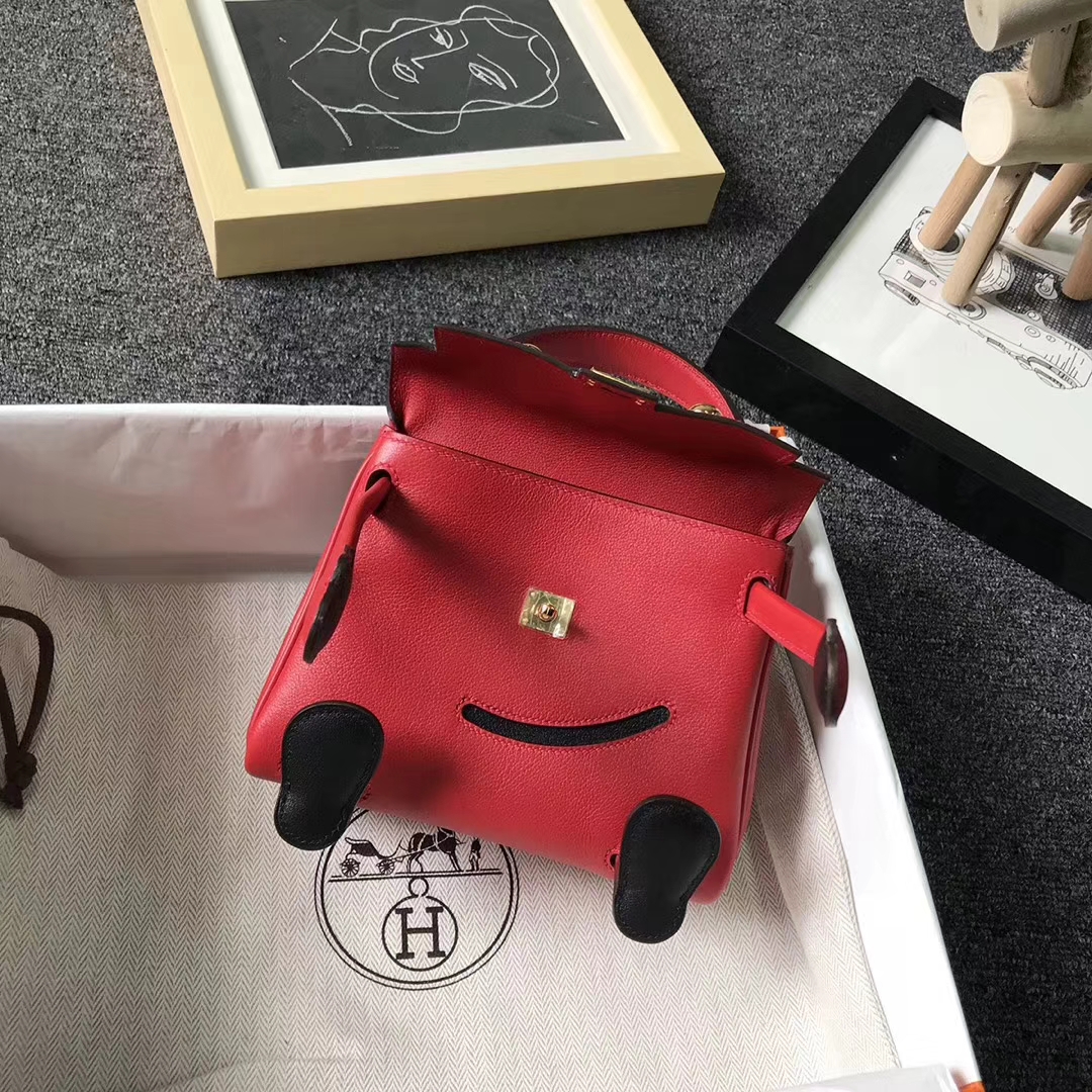 Hermès（爱马仕）红拼黑 Swift 皮 Kelly doll 金扣 银扣 现货
