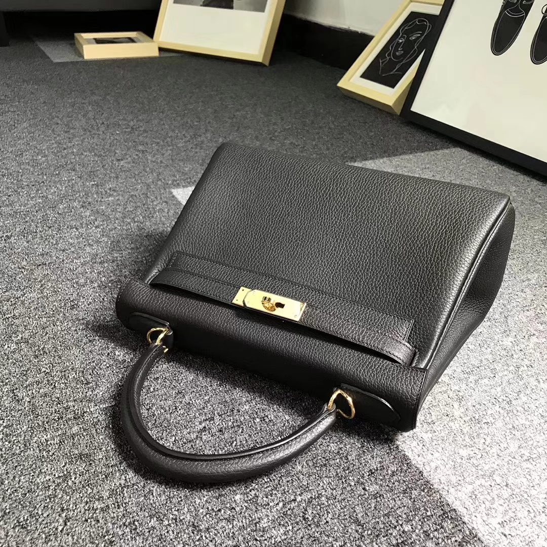 Hermès（爱马仕）黑色 原厂御用顶级小牛皮 Kelly 28 金扣