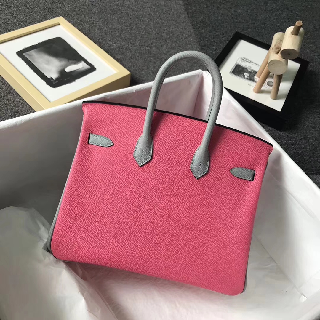 Hermès（爱马仕）8W新唇膏粉拼8U冰川蓝 原厂御用顶级Epsom 皮 Birkin 25 金扣