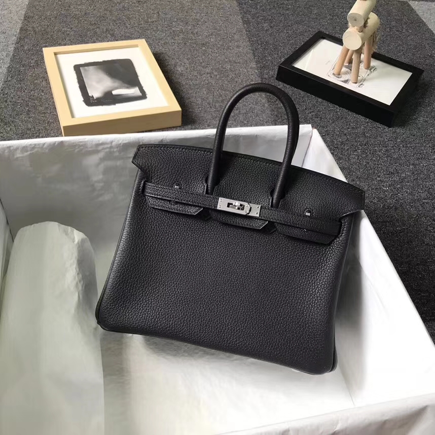 Hermès（爱马仕）黑色 原厂御用顶级小牛皮 Birkin 25 金扣 银扣 现货