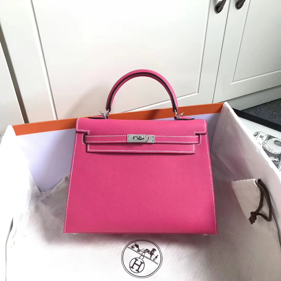 Hermès（爱马仕）E5糖果粉 原厂御用顶级Epsom 皮 Kelly 25  外缝 银扣