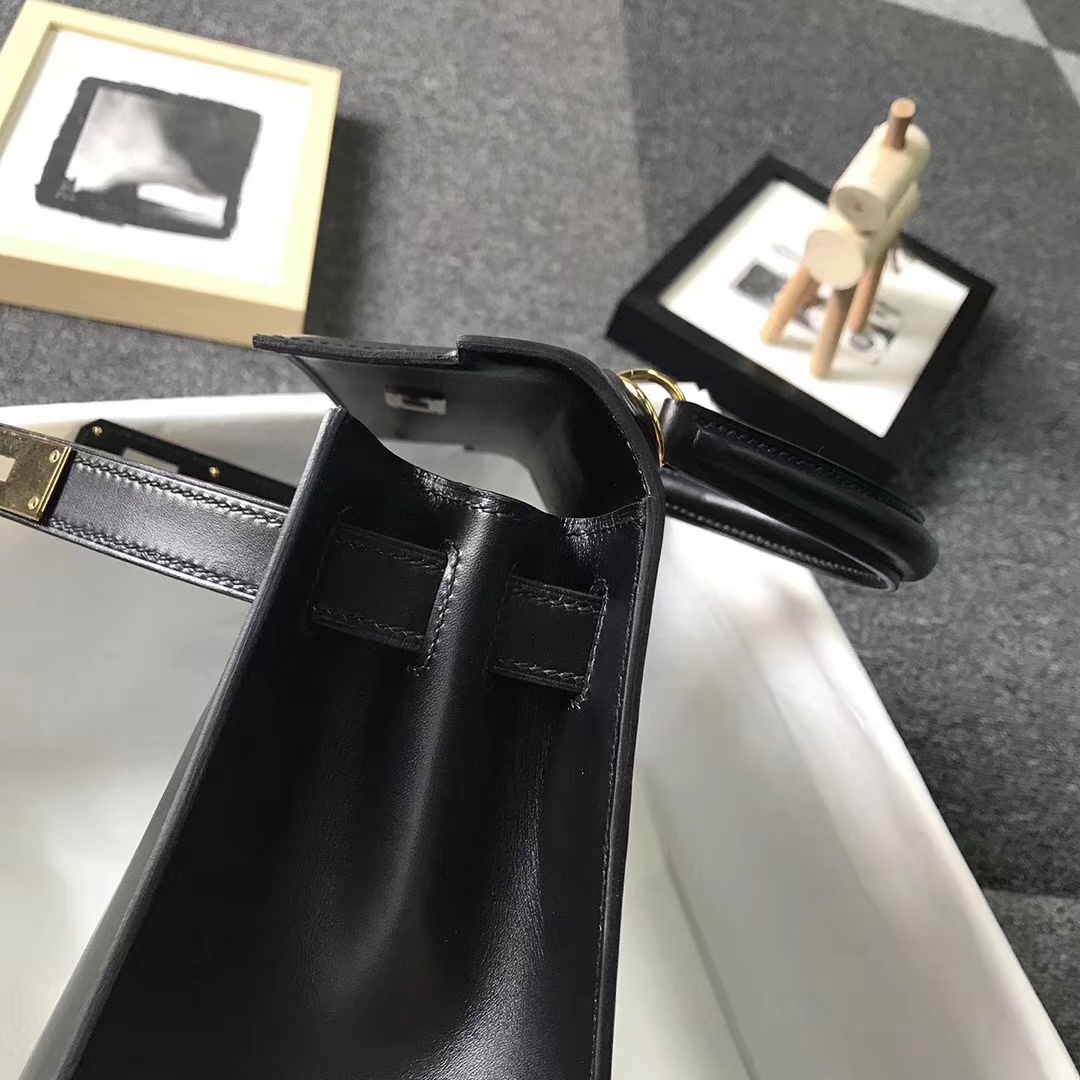 Hermès（爱马仕）CK89 黑色 原厂御用顶级Box 皮 Kelly 28 外缝 金扣 现货