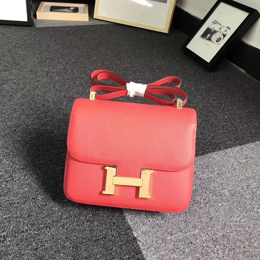 Hermès（爱马仕）S5 番茄红 原厂御用顶级Epsom 皮 Constance 24 金扣 现货