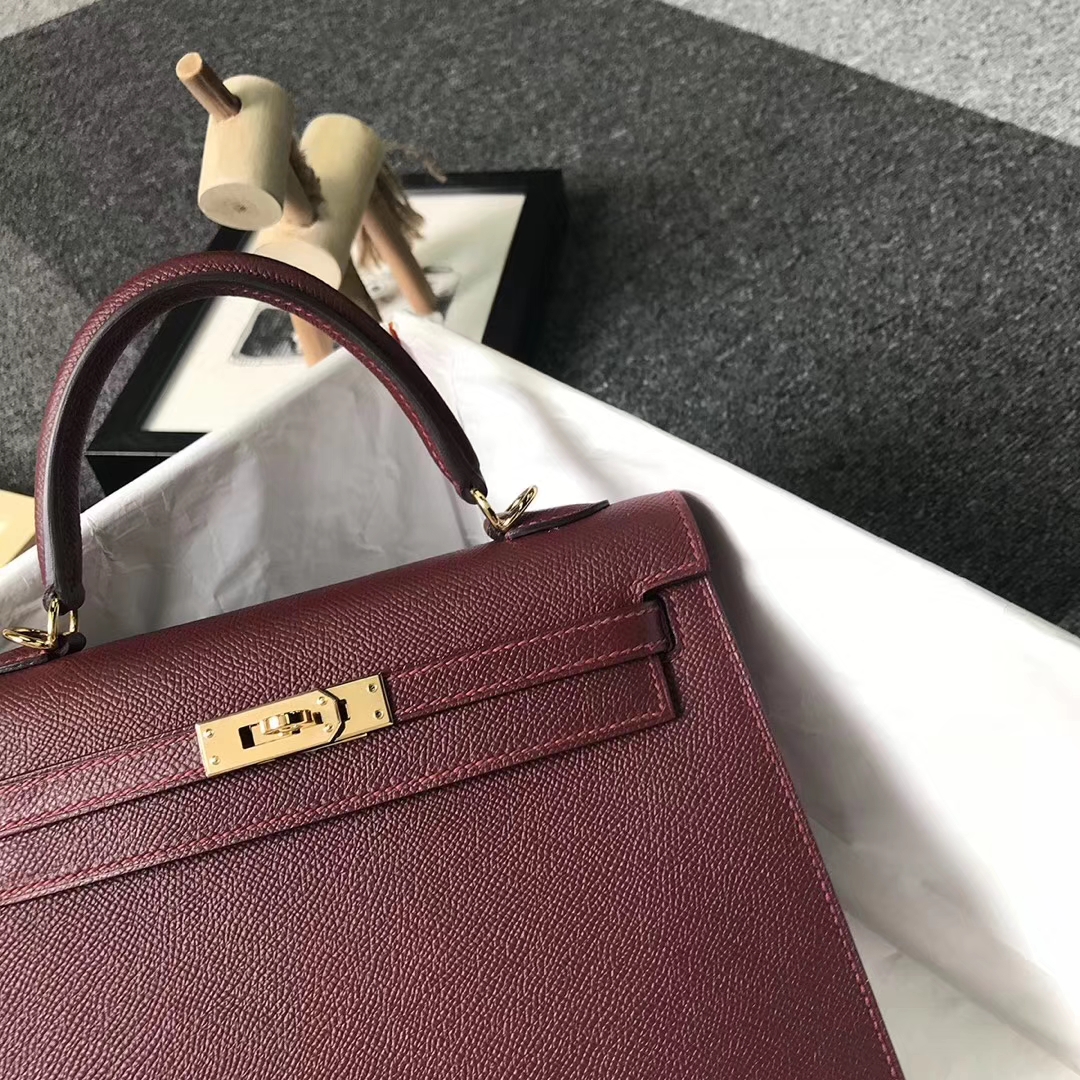 Hermès（爱马仕）爱马仕红 原厂御用顶级Epsom 皮 Kelly 25 外缝 金扣