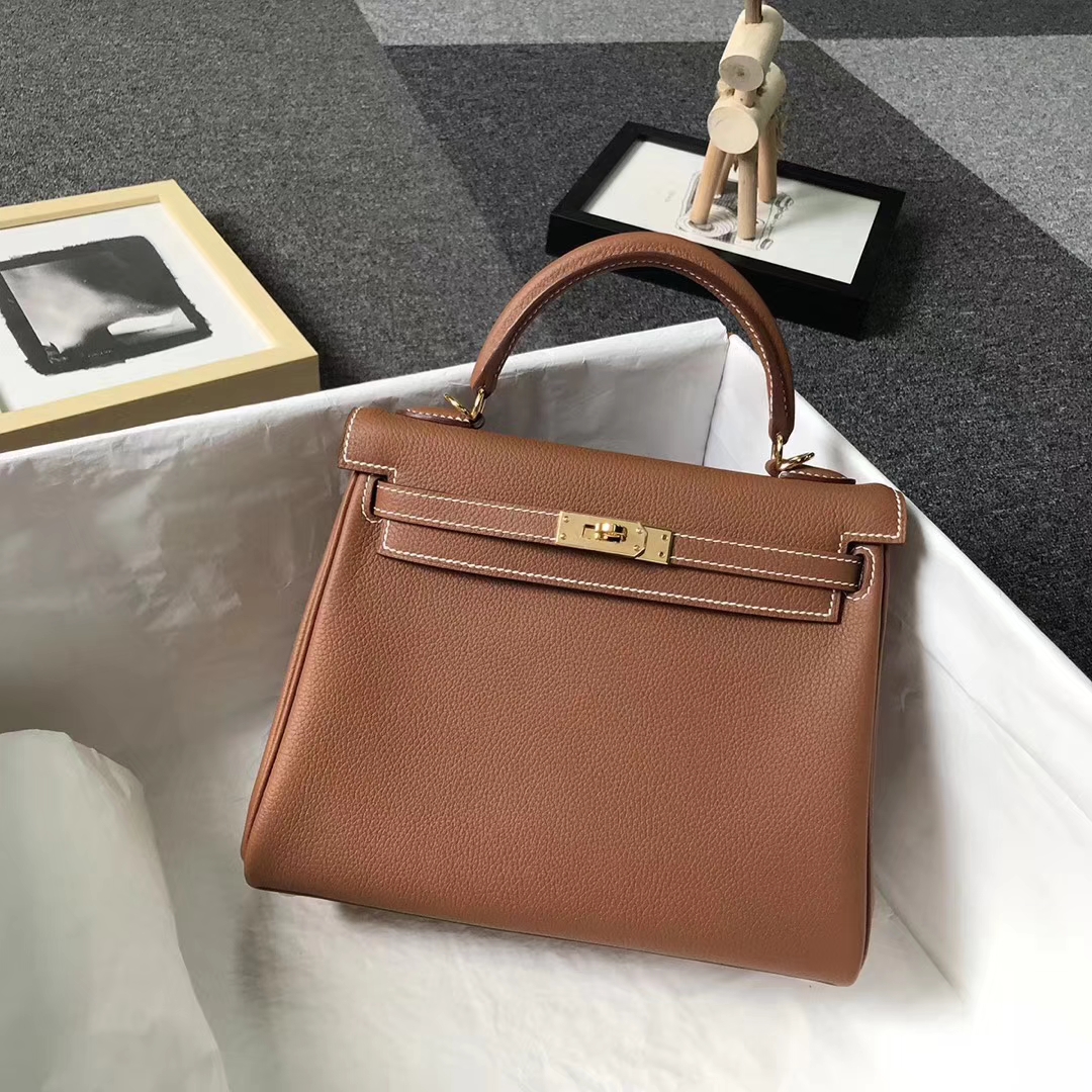 Hermès（爱马仕）金棕色 原厂御用顶级小牛皮 Kelly 25 金扣