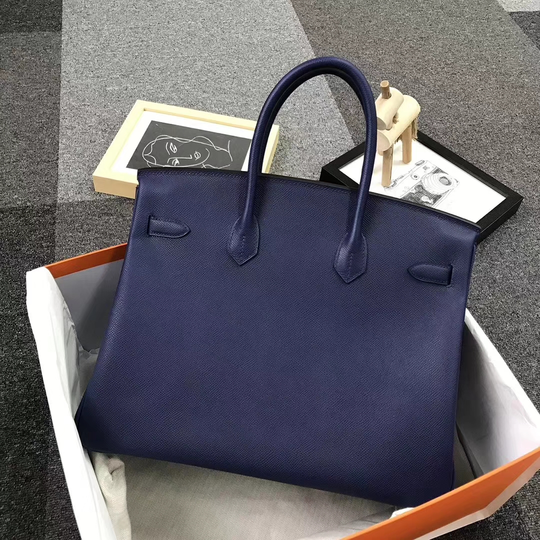 Hermès（爱马仕）7K宝石蓝 原厂御用顶级Epsom 皮 Birkin 35 金扣