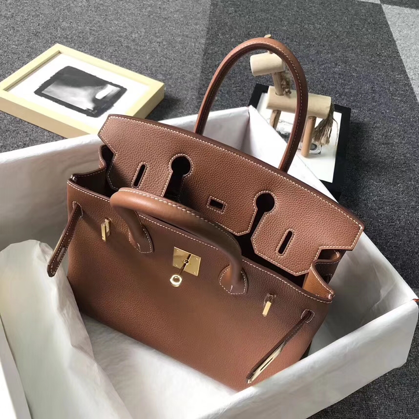 Hermès（爱马仕）金棕色 原厂御用顶级小牛皮 Birkin 30 金扣  银扣 现货