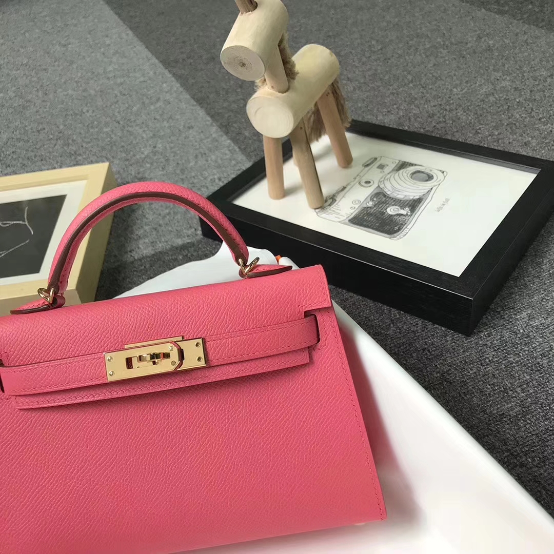 Hermès（爱马仕）8W新唇膏粉 原厂御用顶级Epsom 皮  Mini Kelly 二代 金扣 现货